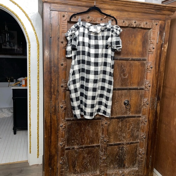 Corey Lynn Calter Off Shoulder Gingham Dress L | Anthropologie Linen Blend Dress - Picture 4 of 8